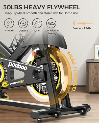 Exercise bike with 30 lbs heavy flywheel for home use.