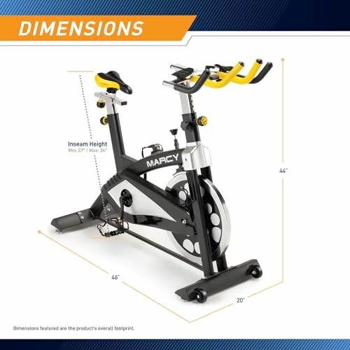 Marcy exercise bike with dimensions and inseam height